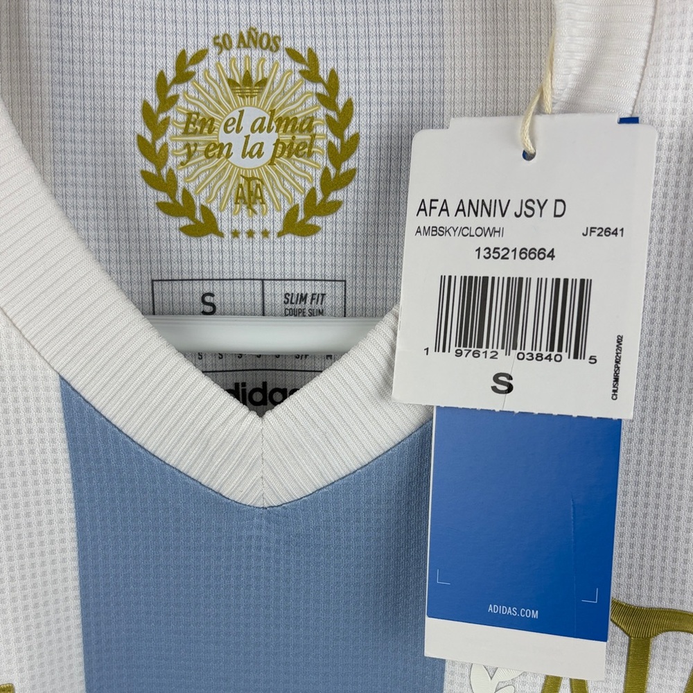 Adidas Argentina Messi #10 Jersey AFA Anniversary Blue White Gold NWT Men’s S - Picture 5 of 8